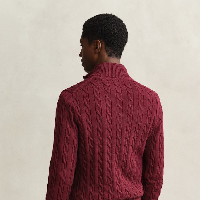 Gant 8050603 676 Deep Grape Wine Cotton Cable Half Zip