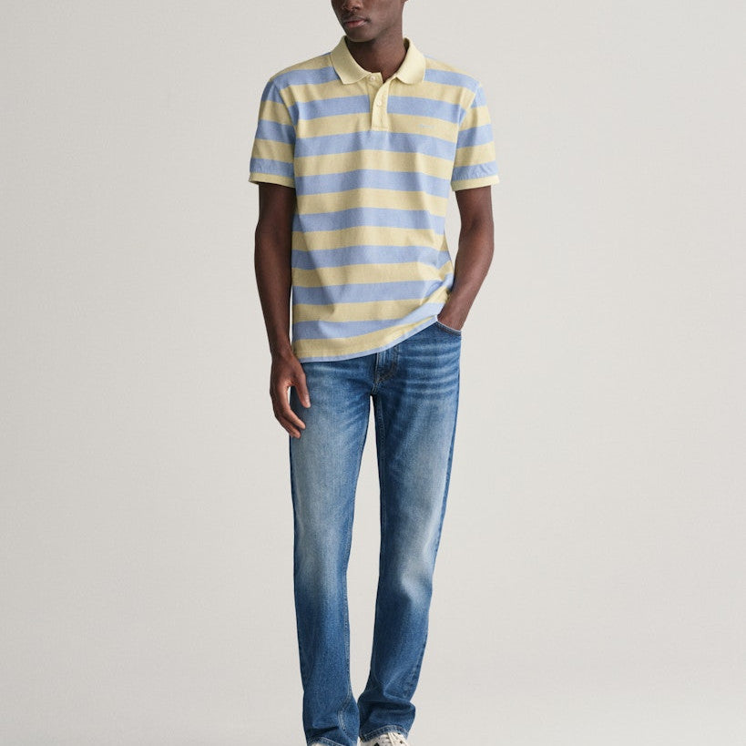 Gant 2062044 457 Fresh Blue Heavy Washed Striped Polo