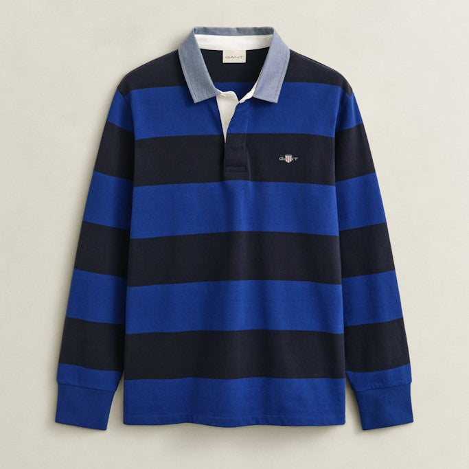 Gant 2004083 435 Crisp Blue Reg Chambray Stripe Heavy Rugger