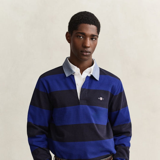 Gant 2004083 435 Crisp Blue Reg Chambray Stripe Heavy Rugger
