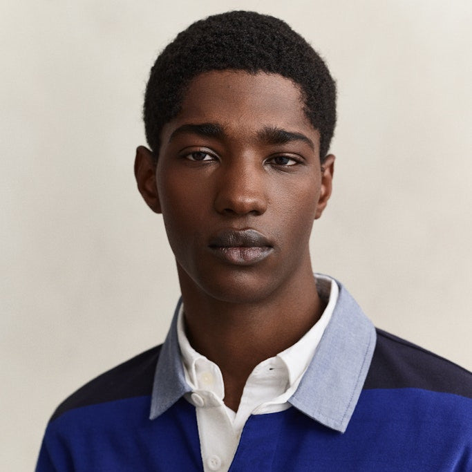 Gant 2004083 435 Crisp Blue Reg Chambray Stripe Heavy Rugger