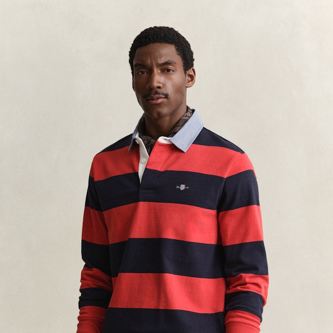 Gant 2004083 853 Maple Fire Reg Chambray Stripe Heavy Rugger