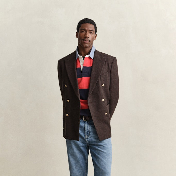 Gant 2004083 853 Maple Fire Reg Chambray Stripe Heavy Rugger