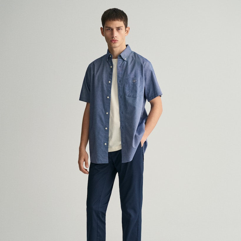 Gant 3000201 423 Persian Blue Reg Oxford Short Sleeve Shirt