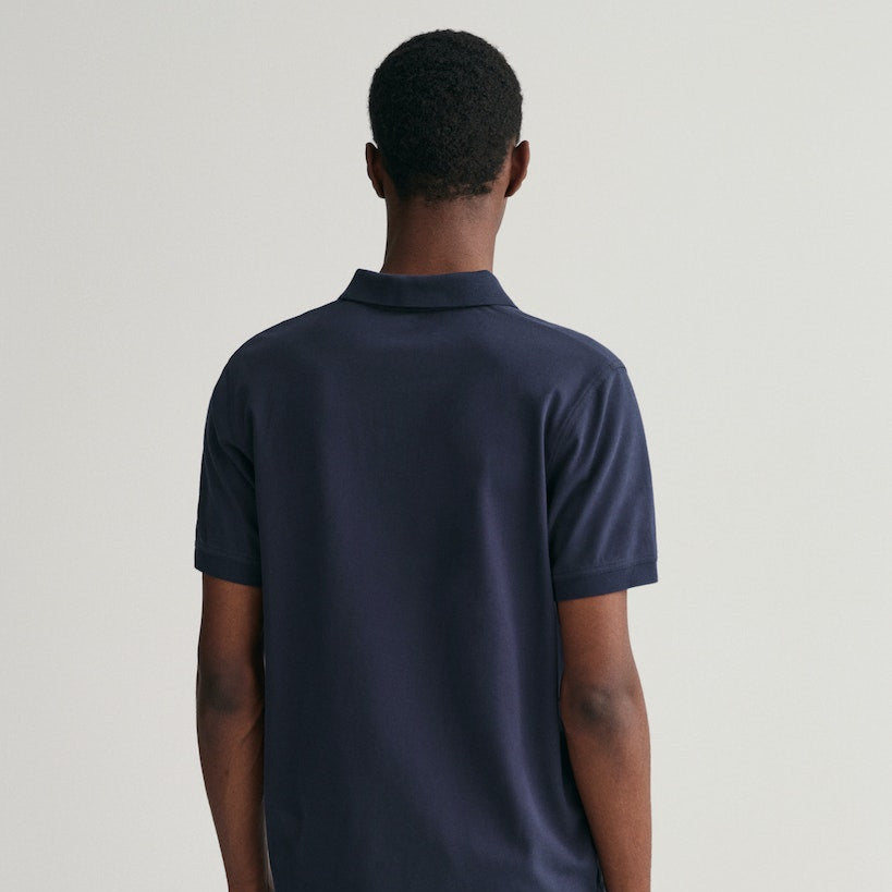 Gant 2062026 433 Evening Blue Reg Contrast Pique Short Sleeve Polo