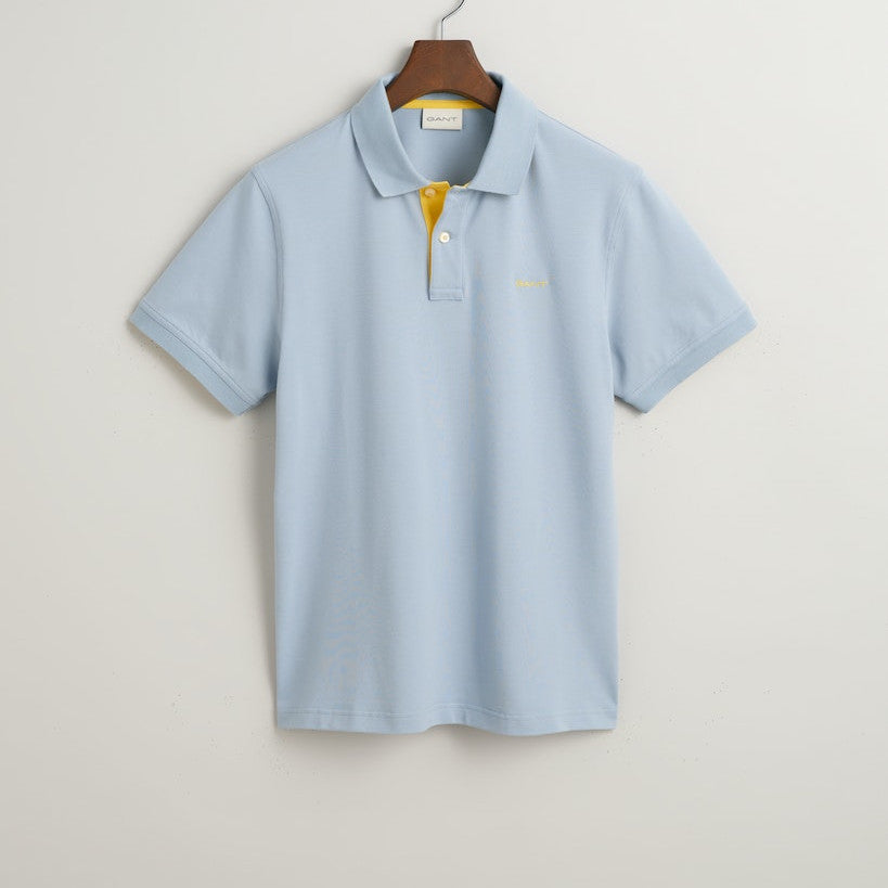 Gant 2062026 474 Dove Blue Reg Contrast Pique Short Sleeve Polo