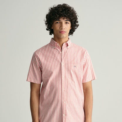 Gant 3240061 628 Sunset Pink Reg Cotton Linen Stripe Short Sleeve Shirt