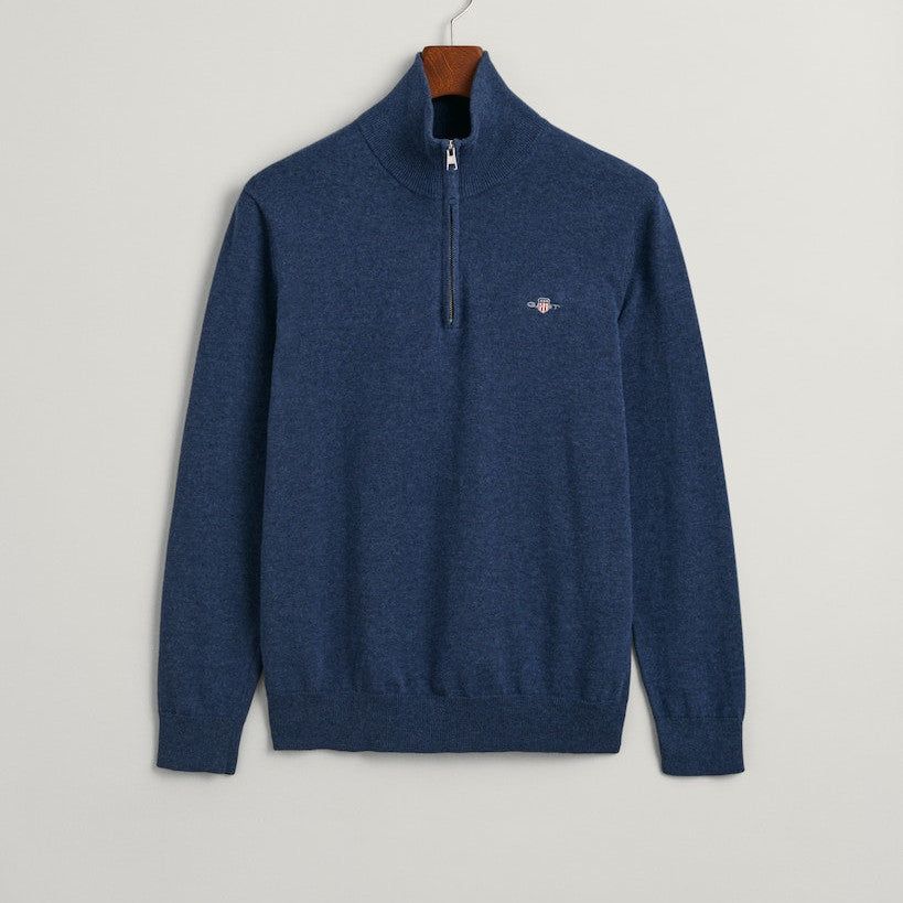 Gant 8030564 902 Dark Jeansblue Melange Cotton Half Zip