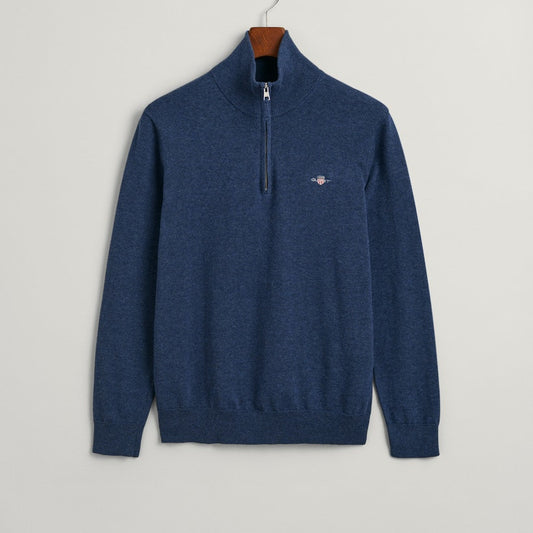 Gant 8030564 902 Dark Jeansblue Melange Cotton Half Zip