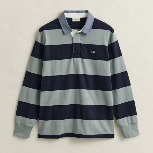 Gant 2004083 10 Reg Chambray Stripe Ceramic Grey Heavy Rugger