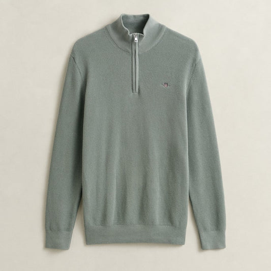 Gant 8030292 10 Micro Textured Cotton Ceramic Grey Half Zip