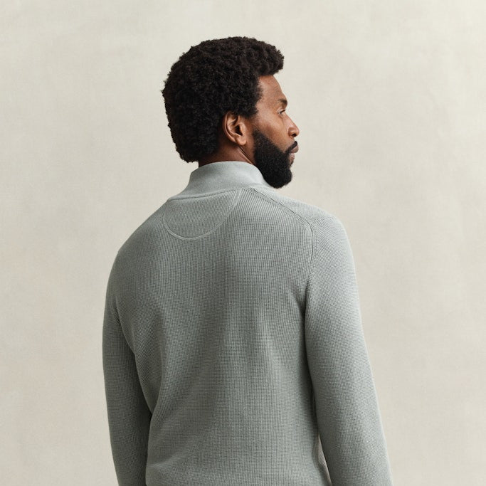 Gant 8030292 10 Micro Textured Cotton Ceramic Grey Half Zip