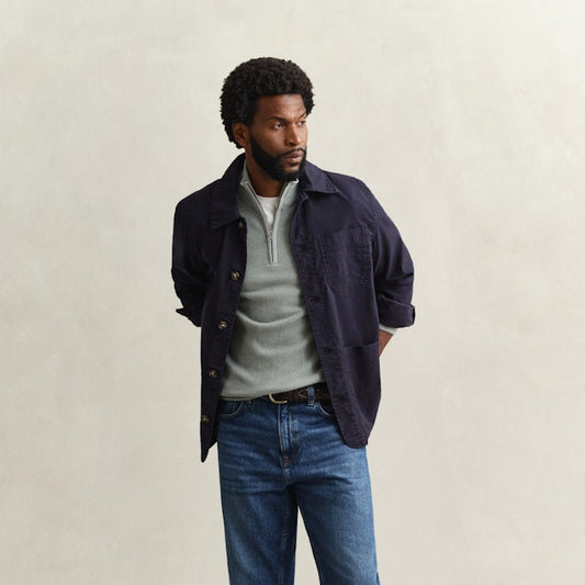 Gant 8030292 10 Micro Textured Cotton Ceramic Grey Half Zip