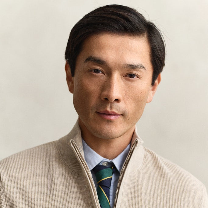 Gant 8030292 198 Micro Textured Cotton Oat Melange Half Zip