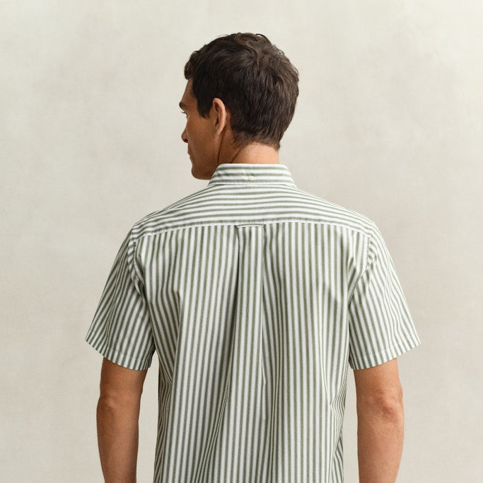 Gant 3260014 354 Reg Classic Poplin Stripe SS Herb Green Shirt