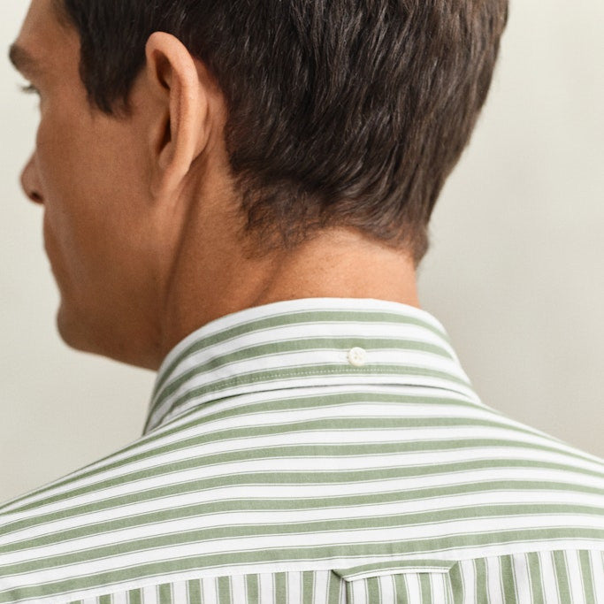 Gant 3260014 354 Reg Classic Poplin Stripe SS Herb Green Shirt