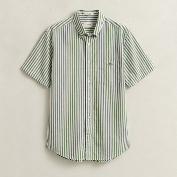 Gant 3260014 354 Reg Classic Poplin Stripe SS Herb Green Shirt
