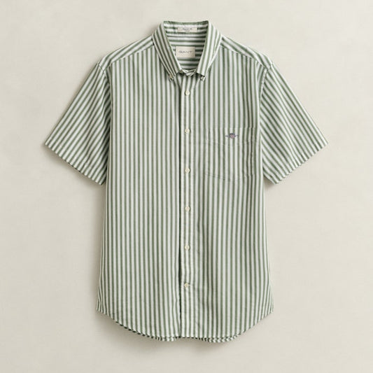 Gant 3260014 354 Reg Classic Poplin Stripe SS Herb Green Shirt