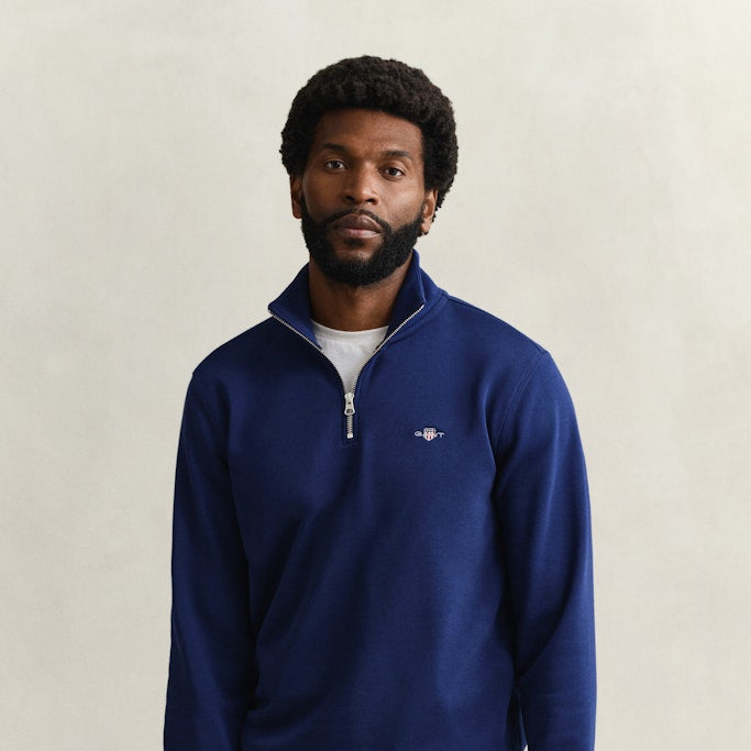 Gant 2008005 432 Reg Shield Rich Navy Half Zip Sweat