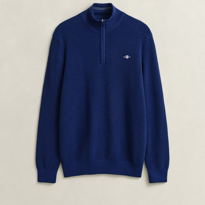 Gant 8030292 432 Micro Textured Cotton Rich Navy Half Zip