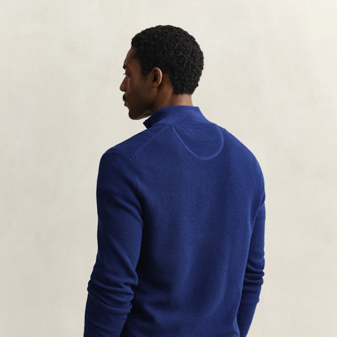 Gant 8030292 432 Micro Textured Cotton Rich Navy Half Zip