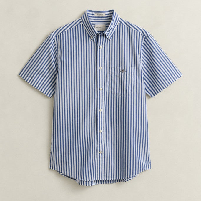 Gant 3260014 436 Reg Classic Poplin Stripe SS College Blue Shirt