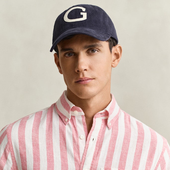 Gant 3260020 622 Reg Cotton Linen Stripe SS Rose Pink Shirt
