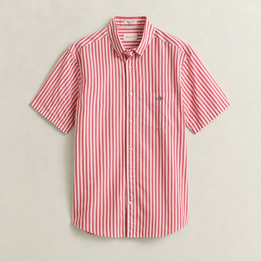 Gant 3260014 641 Reg Classic Poplin Stripe SS Rose Red Shirt