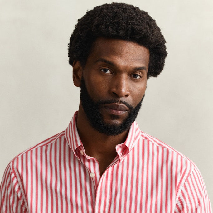 Gant 3260014 641 Reg Classic Poplin Stripe SS Rose Red Shirt