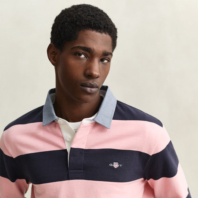 Gant 2004083 671 Reg Chambray Stripe Bubbelgum Pink Heavy Rugger