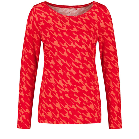 Gerry Weber 370100 44047 6112 Red/Rouge Houndstooth Small Top