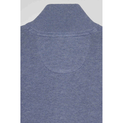 Eden Park Regular Light Blue Semi-Zipped Wool And Cotton Jumper