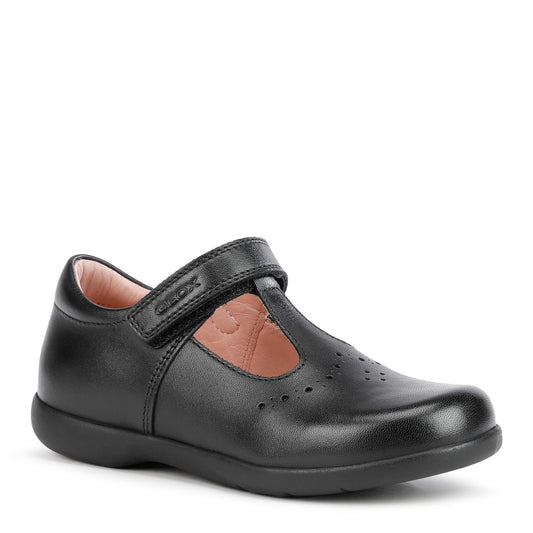 Geox Naimara Black Smooth Leather School Shoes