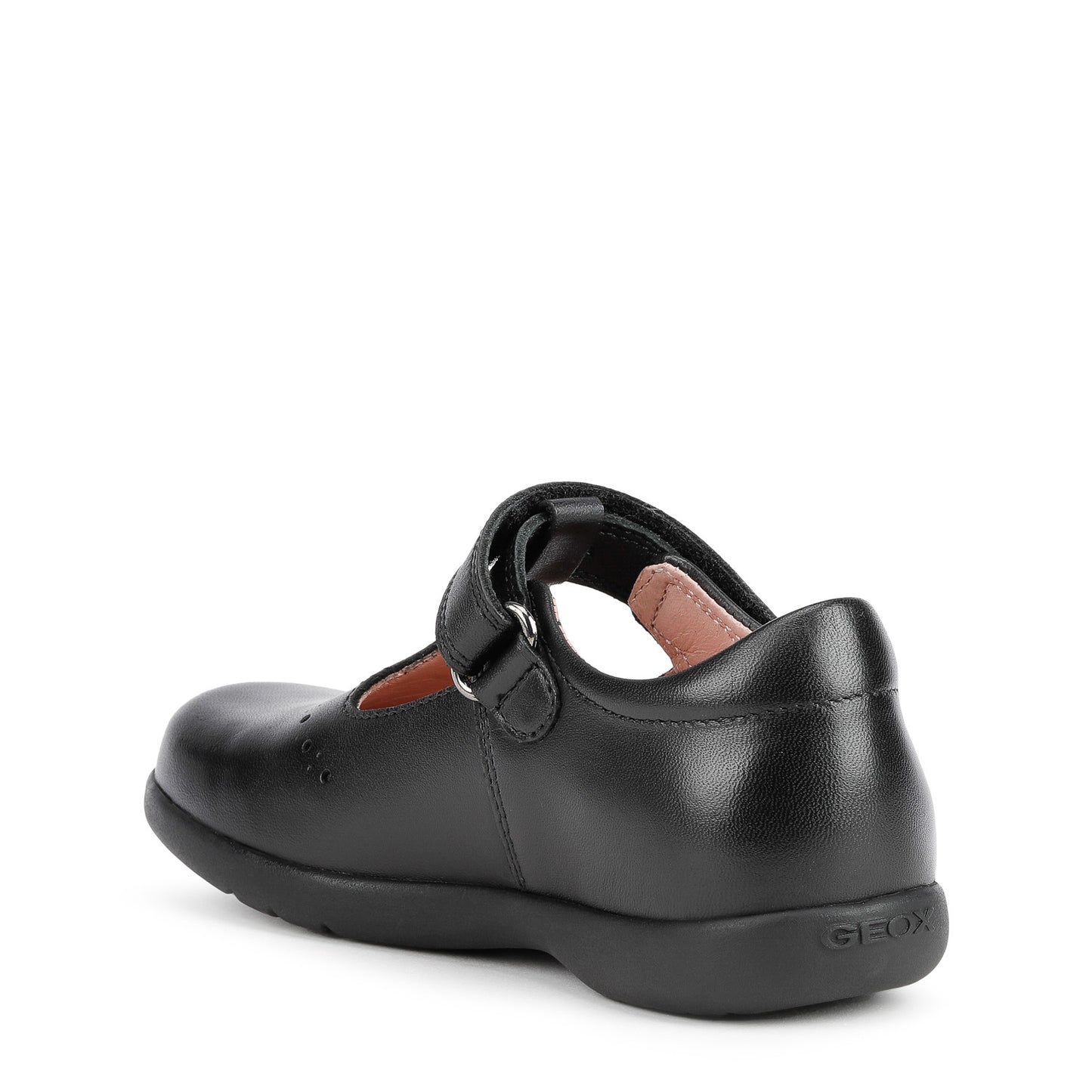 Geox Naimara Black Smooth Leather School Shoes