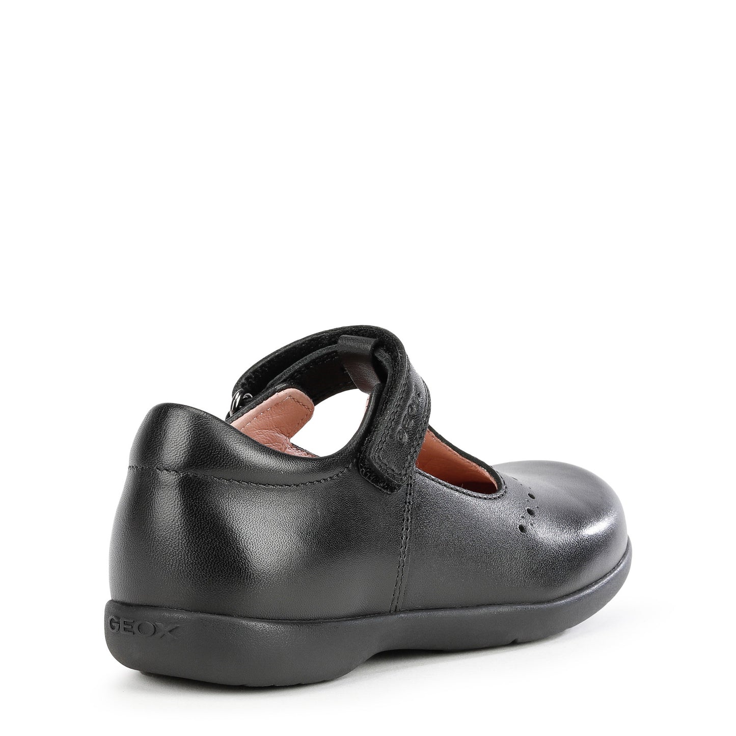 Geox Naimara Black Smooth Leather School Shoes