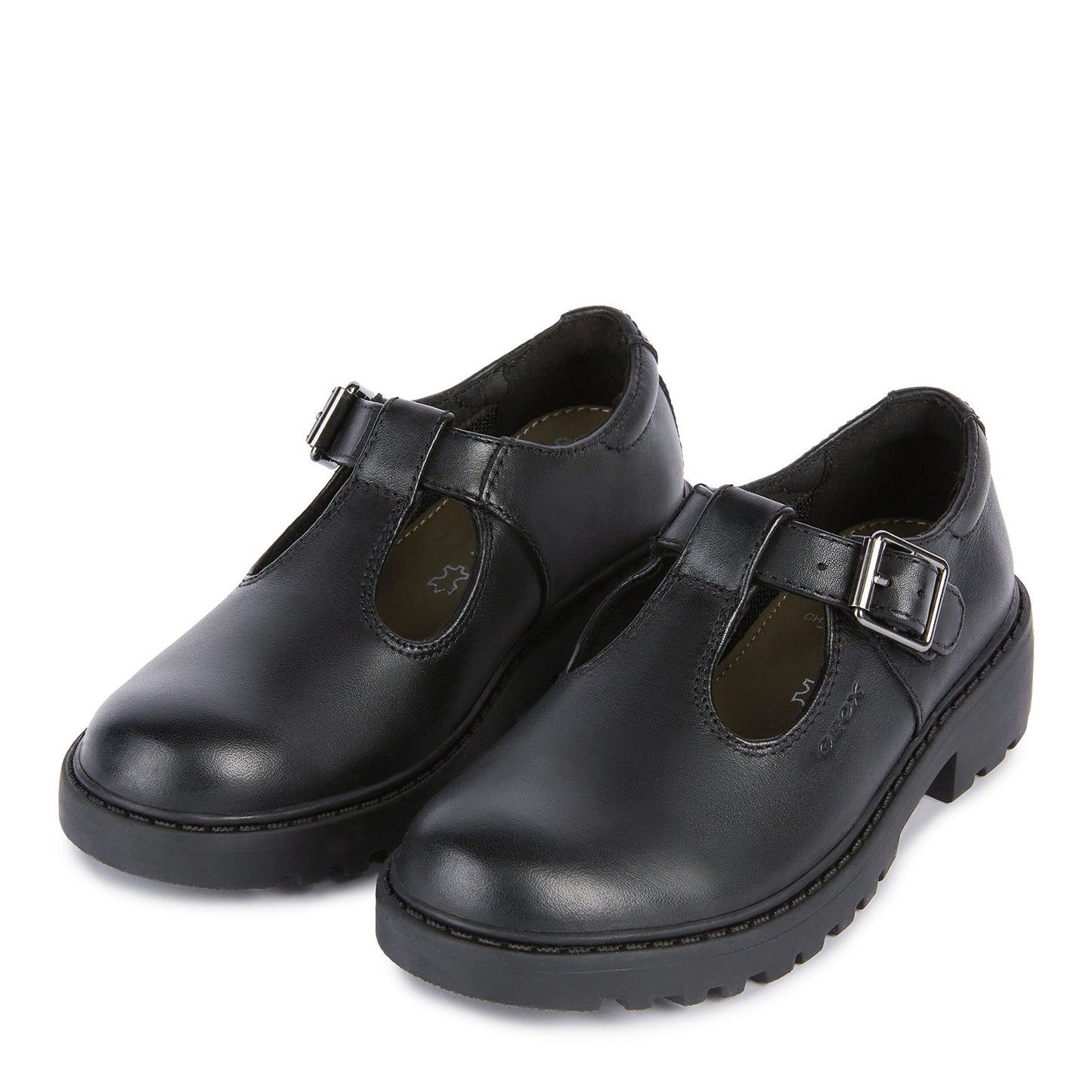 Geox Casey Black Leather School Shoes