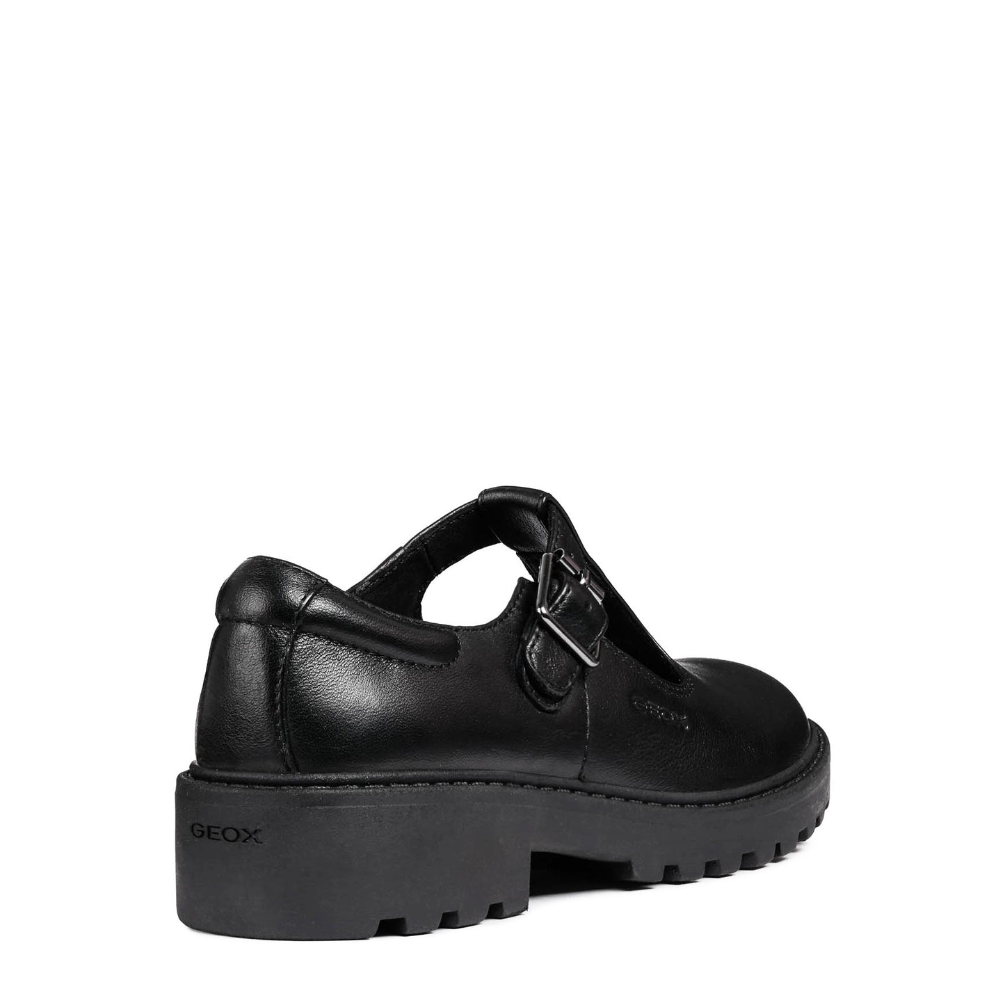 Geox Casey Black Leather School Shoes