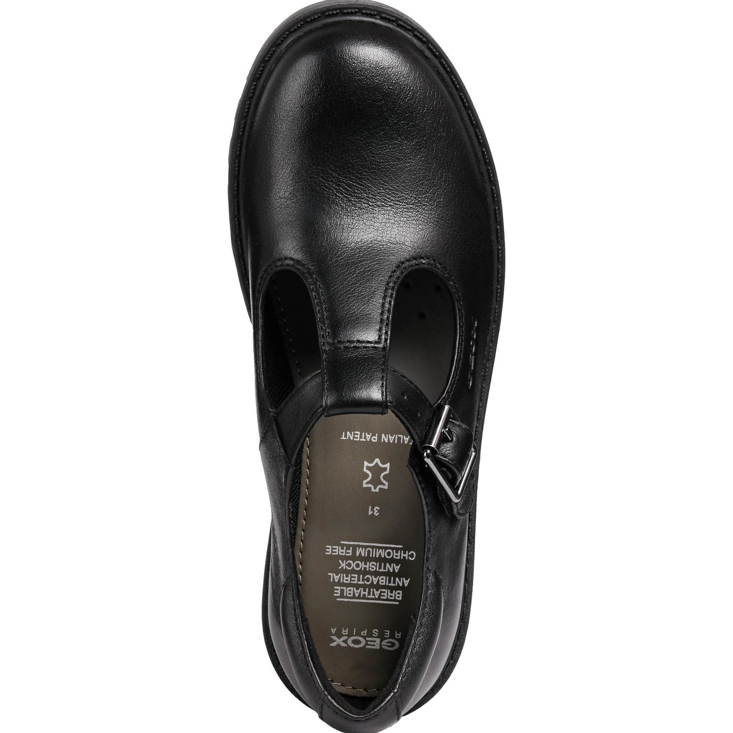 Geox Casey Black Leather School Shoes