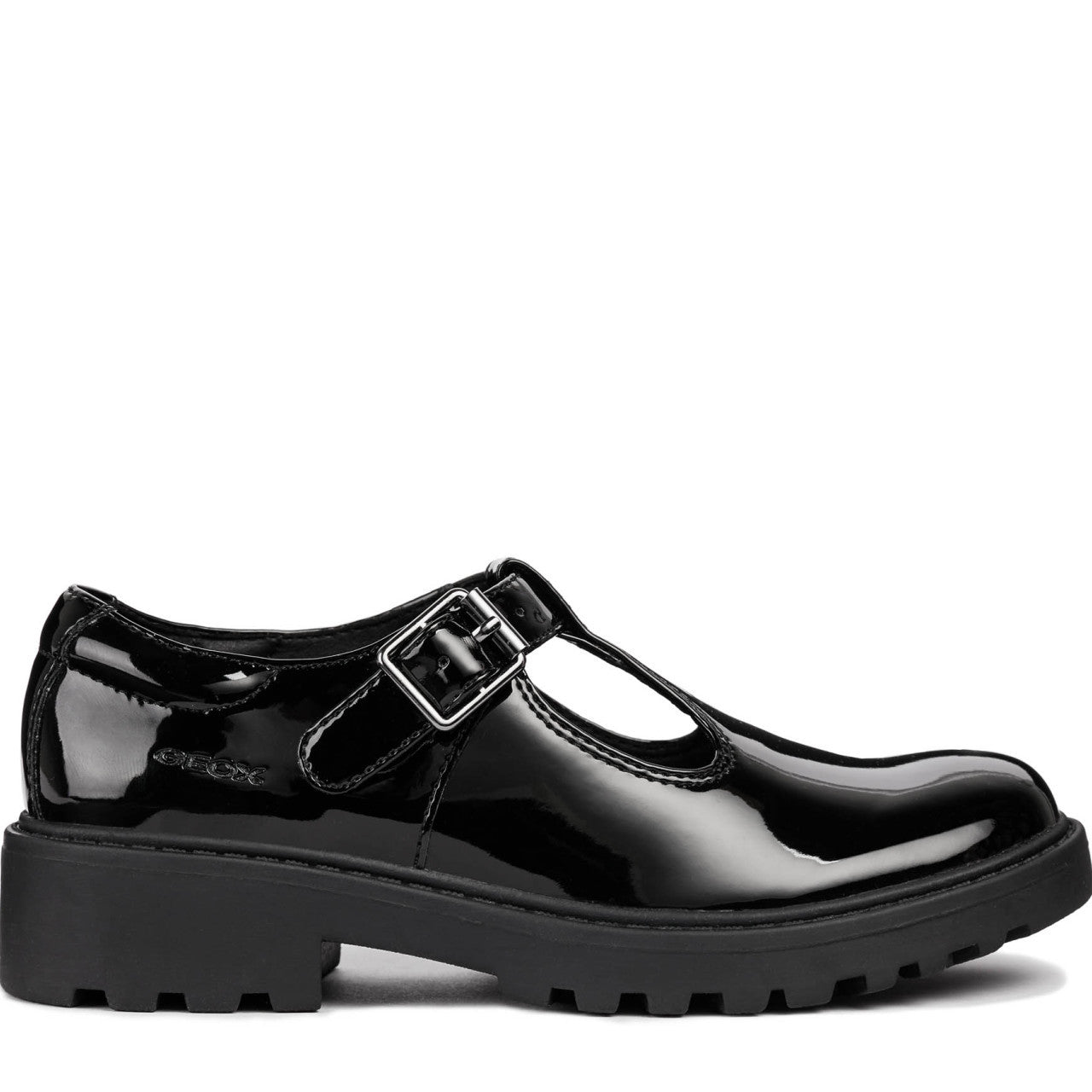 Geox Casey Black Patent School Shoes