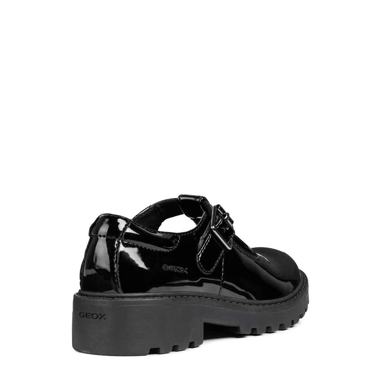 Geox Casey Black Patent School Shoes