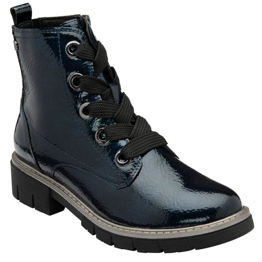 Lotus Jojo Navy Patent Ankle Boots