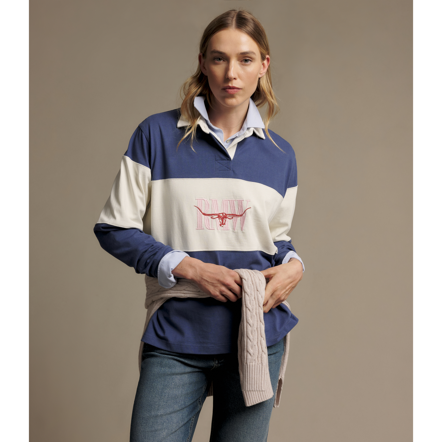 RM Williams Narran Heritage Blue 3 Panel Rugby