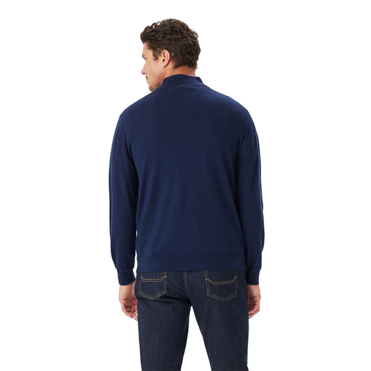 RM Williams Ernest Navy 1/4 Zip Merino Knit