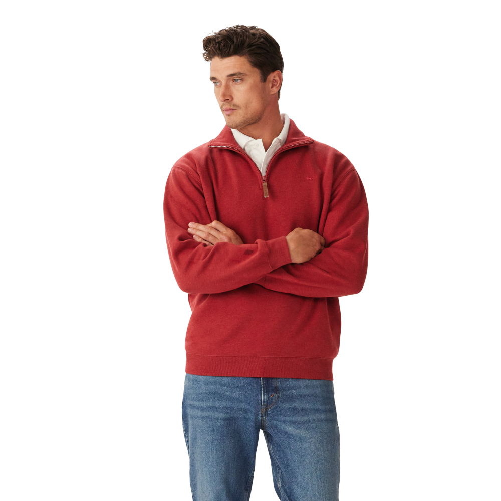 RM Williams Mulyungarie Red Marle 1/4 Zip Sweatshirt
