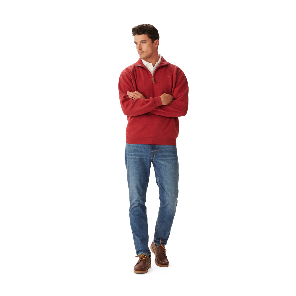 RM Williams Mulyungarie Red Marle 1/4 Zip Sweatshirt
