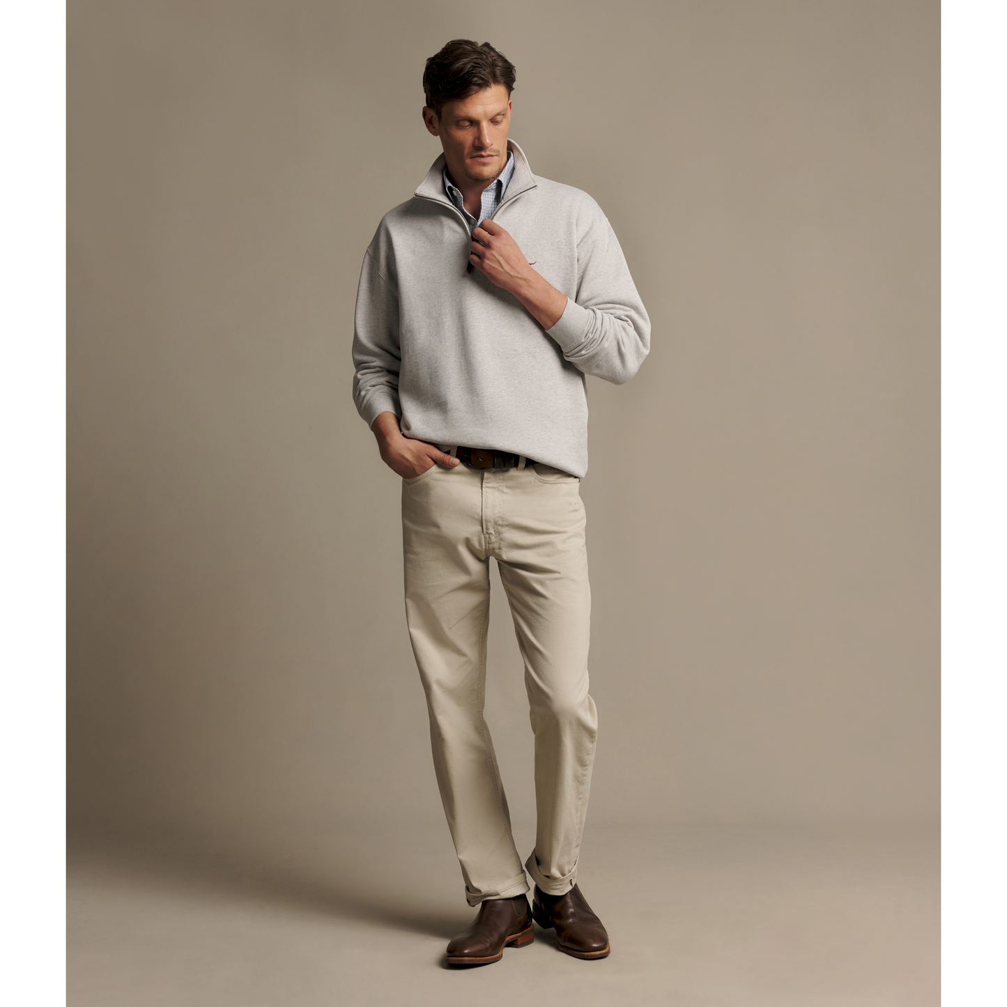 RM Williams Mulyungarie Grey Marle 1/4 Zip Sweatshirt