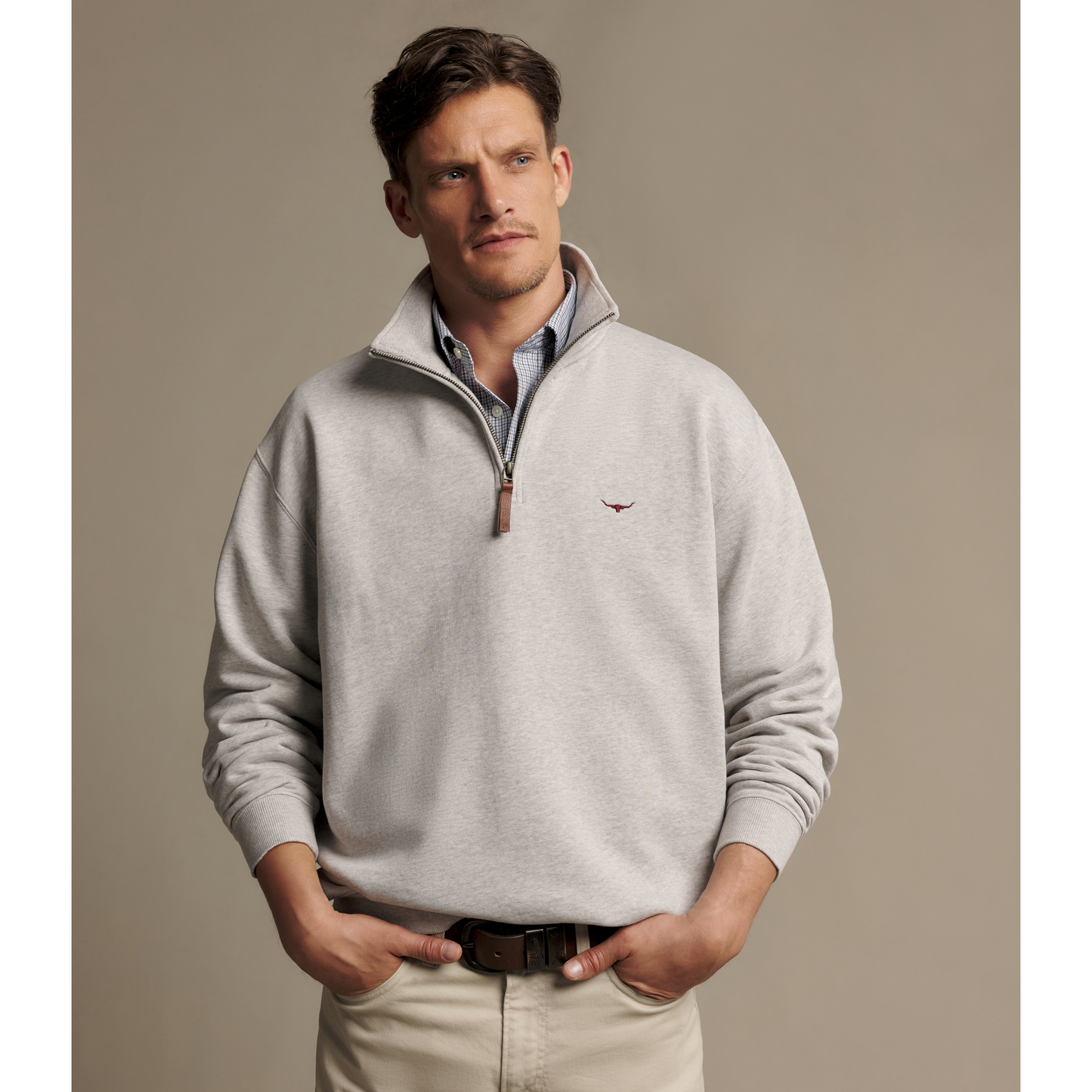 RM Williams Mulyungarie Grey Marle 1/4 Zip Sweatshirt