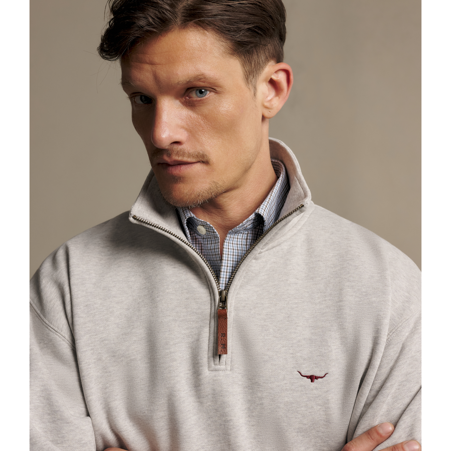 RM Williams Mulyungarie Grey Marle 1/4 Zip Sweatshirt
