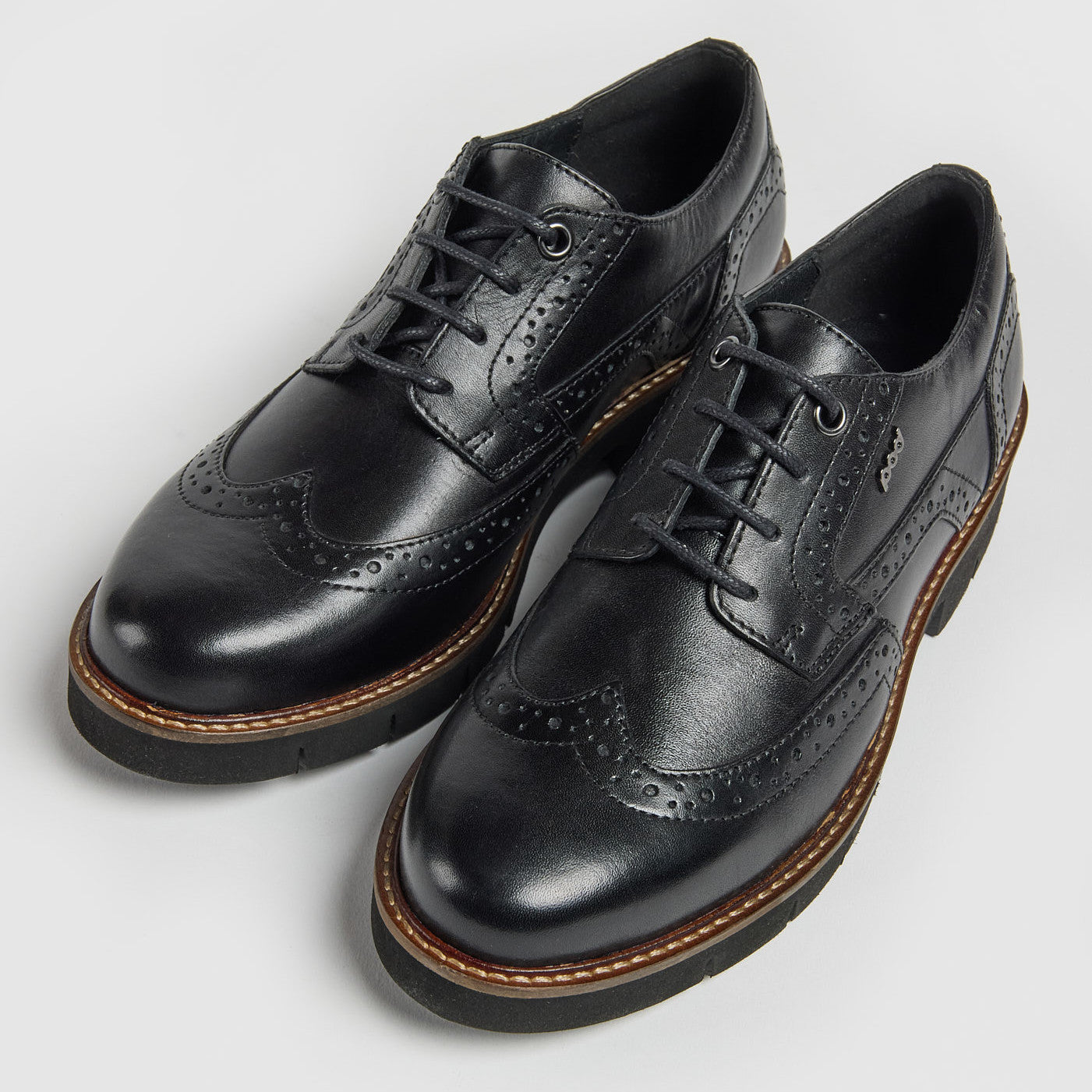 Pod Kacey Black Brogue School Shoes