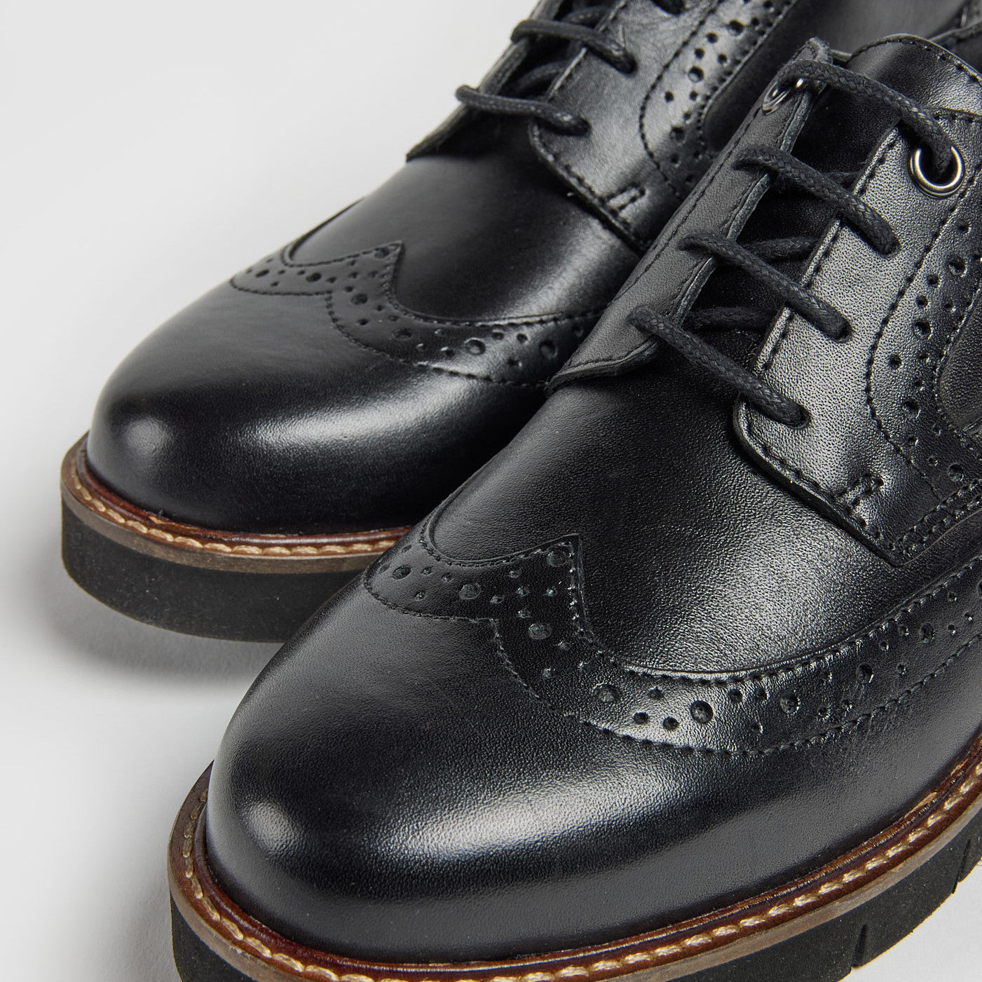 Pod Kacey Black Brogue School Shoes